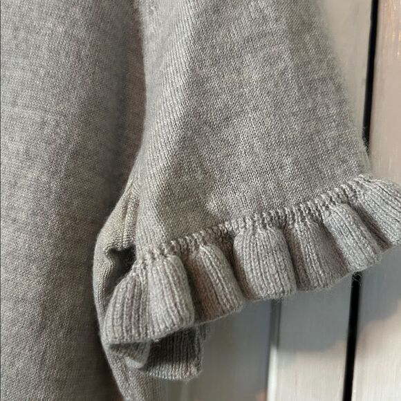 Brooks Brothers Light Gray Merino Sweater with Ruffle edging - Size L - Picture 3 of 7